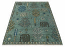 Tree of Life Green Traditional Hand Knotted Turkish Design 8x10 Wool Area Rug by The Rug Decor