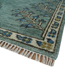 Tree of Life Green Traditional Hand Knotted Turkish Design 8x10 Wool Area Rug