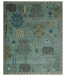 Tree of Life Green Traditional Hand Knotted Turkish Design 8x10 Wool Area Rug by The Rug Decor