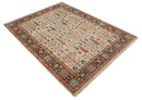 Tree of Life Hand Knotted 8x10 Beige, Brown and Rust Traditional Oushak Wool Rug by The Rug Decor