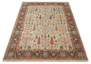 Tree of Life Hand Knotted 8x10 Beige, Brown and Rust Traditional Oushak Wool Rug by The Rug Decor