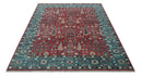 Hand-Knotted Maroon and Blue Wool Traditional Area Rug Tree of Life Oushak 8x10