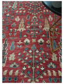 Hand-Knotted Maroon and Blue Wool Traditional Area Rug Tree of Life Oushak 8x10