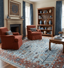 Blue and Rust Wool Rug Tree of Life Hand Knotted Persian Oushak by The Rug Decor
