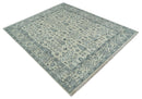 Tree of Life Hand Knotted Ivory and Charcoal Traditional Oushak 8x10 Wool Rug