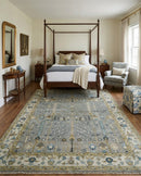 Wool Area Rug Hand Knotted Tree of Life Design - Silver Ivory Beige Traditional Style