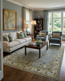 Wool Area Rug Hand Knotted Tree of Life Design - Silver Ivory Beige Traditional Style