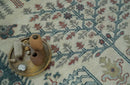 Tree of life Ivory, Teal, Olive and Brown Hand Knotted Traditional Oushak wool Area Rug by The Rug Decor