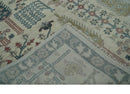 Tree of life Ivory, Teal, Olive and Brown Hand Knotted Traditional Oushak wool Area Rug by The Rug Decor