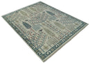 Tree of life Ivory, Teal, Olive and Brown Hand Knotted Traditional Oushak wool Area Rug by The Rug Decor