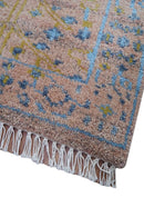 Tree of life Peach And Blue Hand Knotted 2x3 Wool Rug by The Rug Decor