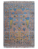 Tree of life Peach And Blue Hand Knotted 2x3 Wool Rug by The Rug Decor