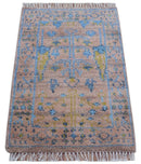 Tree of life Peach And Blue Hand Knotted 2x3 Wool Rug by The Rug Decor