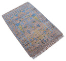 Tree of life Peach And Blue Hand Knotted 2x3 Wool Rug by The Rug Decor