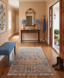 Tree of life Peach And Blue Hand Knotted 2x3 Wool Rug by The Rug Decor