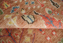 Tree of Life Peach and Brown Hand Knotted 8x10 Traditional Oushak Wool Rug by The Rug Decor