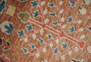 Tree of Life Peach and Brown Hand Knotted 8x10 Traditional Oushak Wool Rug