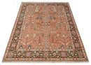 Tree of Life Peach and Brown Hand Knotted 8x10 Traditional Oushak Wool Rug by The Rug Decor