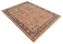 Tree of Life Peach and Brown Hand Knotted 8x10 Traditional Oushak Wool Rug by The Rug Decor