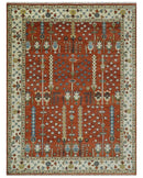 Tree of Life Rust and Ivory Traditional Hand Knotted Turkish Design Wool Area Rug