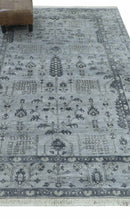Tree of Life Silver And Gray 6x9 Hand Knotted Bamboo Silk Area Rug