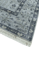 Tree of Life Silver And Gray 6x9 Hand Knotted Bamboo Silk Area Rug