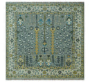 Tree of life Silver and Ivory Hand Knotted Traditional Oushak Multi Size Wool Area Rug