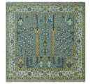 Wool Hand Knotted Area Rug Tree of Life Silver and Ivory Traditional Oushak Style by The Rug Decor