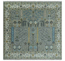 Wool Hand Knotted Area Rug Tree of Life Silver and Ivory Traditional Oushak Style by The Rug Decor
