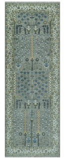 Wool Hand Knotted Area Rug Tree of Life Silver and Ivory Traditional Oushak Style by The Rug Decor