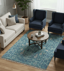 Tree of life Teal And Blue Hand knotted 4x6 Wool Area Rug
