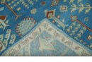 Hand Knotted Wool Area Rug Tree of Life Traditional Floral Design Blue Ivory Brown