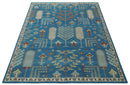 Hand Knotted Wool Area Rug Tree of Life Traditional Floral Design Blue Ivory Brown