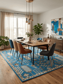 Hand Knotted Wool Area Rug Tree of Life Traditional Floral Design Blue Ivory Brown