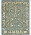 Tree of life Traditional Floral Gray, Beige, Green and Dark Peach Hand Tufted 8x10 wool Area Rug