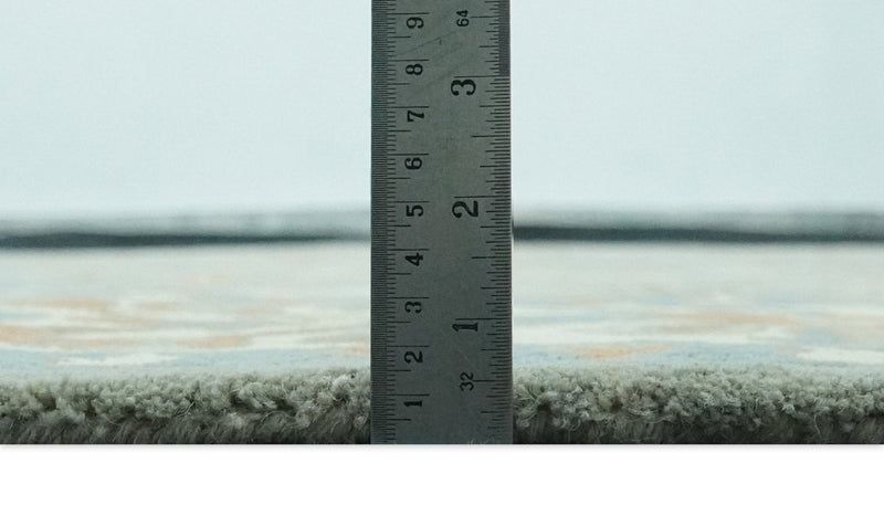 Tree of life Traditional Floral Gray, Beige, Green and Dark Peach Hand Tufted 8x10 wool Area Rug