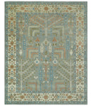 Tree of life Traditional Floral Gray, Beige, Green and Dark Peach Hand Tufted wool Area Rug