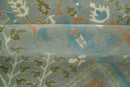 Tree of life Traditional Floral Gray, Beige, Green and Dark Peach Hand Tufted wool Area Rug