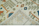 Tree of life Traditional Floral Ivory, Blue and Rust Hand Knotted Multi Size Wool Area Rug