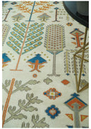 Tree of life Traditional Floral Ivory, Blue and Rust Hand Knotted Multi Size Wool Area Rug