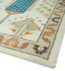 Tree of life Traditional Floral Ivory, Blue and Rust Hand Knotted Multi Size Wool Area Rug