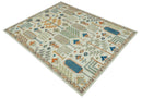 Tree of life Traditional Floral Ivory, Blue and Rust Hand Knotted Multi Size Wool Area Rug