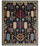 Tree of life Vibrant colorful Black, Beige, Peach and Blue Hand Knotted Traditional Oushak Custom Made wool area Rug