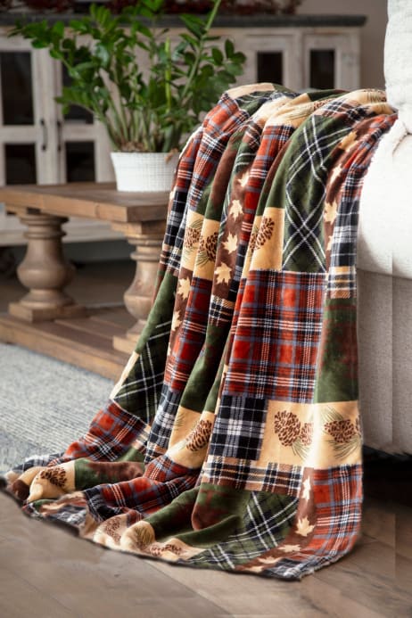 Tree Plaid Light Plush Throw