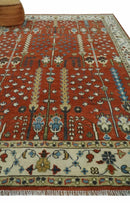 Tree Rug Hand Knotted Rust and Ivory 9x12 Traditional Turkish Design Wool Area Rug by The Rug Decor