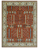 Tree Rug Hand Knotted Rust and Ivory 9x12 Traditional Turkish Design Wool Area Rug by The Rug Decor