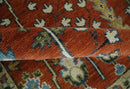 Tree Rug Hand Knotted Rust and Ivory 9x12 Traditional Turkish Design Wool Area Rug by The Rug Decor