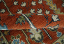 Tree Rug Hand Knotted Rust and Ivory 9x12 Traditional Turkish Design Wool Area Rug