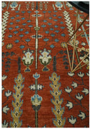 Tree Rug Hand Knotted Rust and Ivory 9x12 Traditional Turkish Design Wool Area Rug by The Rug Decor