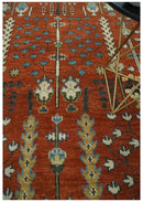 Tree Rug Hand Knotted Rust and Ivory 9x12 Traditional Turkish Design Wool Area Rug